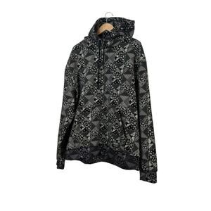 WeSC Mike Bandana Hoodie Dress XXL All Over Print Paisley Black White Minidress